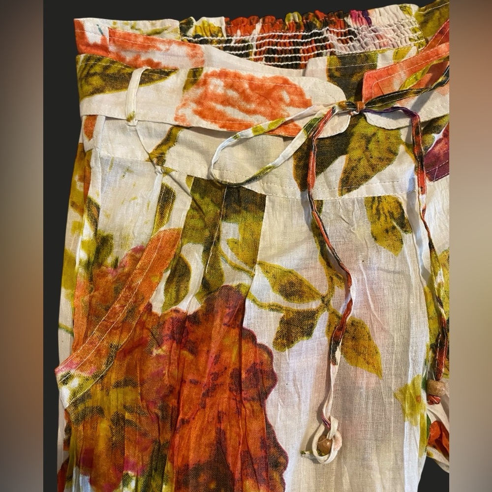 Gauze Palazzo Pants | Floral Print Wide-Leg Boho Pants Resortwear NWT M - Picture 5 of 13